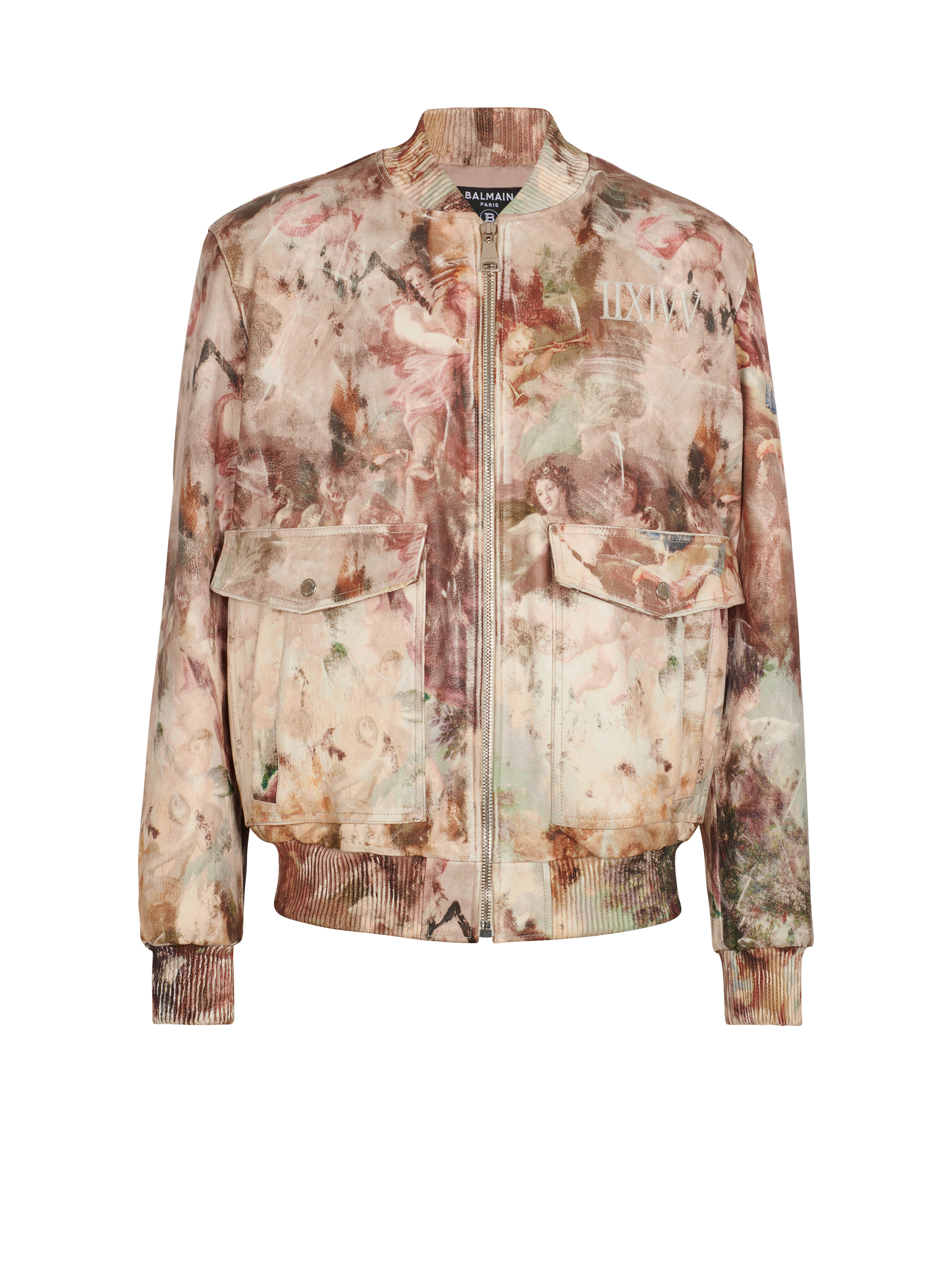 Pastel print leather bomber jacket - 1