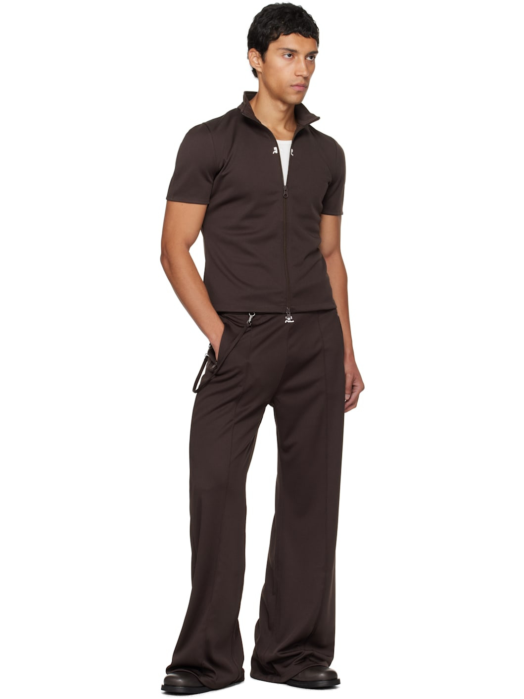 Brown Flare Interlock Tracksuit Pants - 4