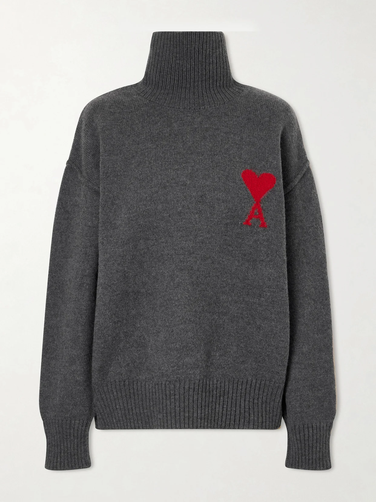 Oversized Intarsia Wool Turtleneck Sweater - 1