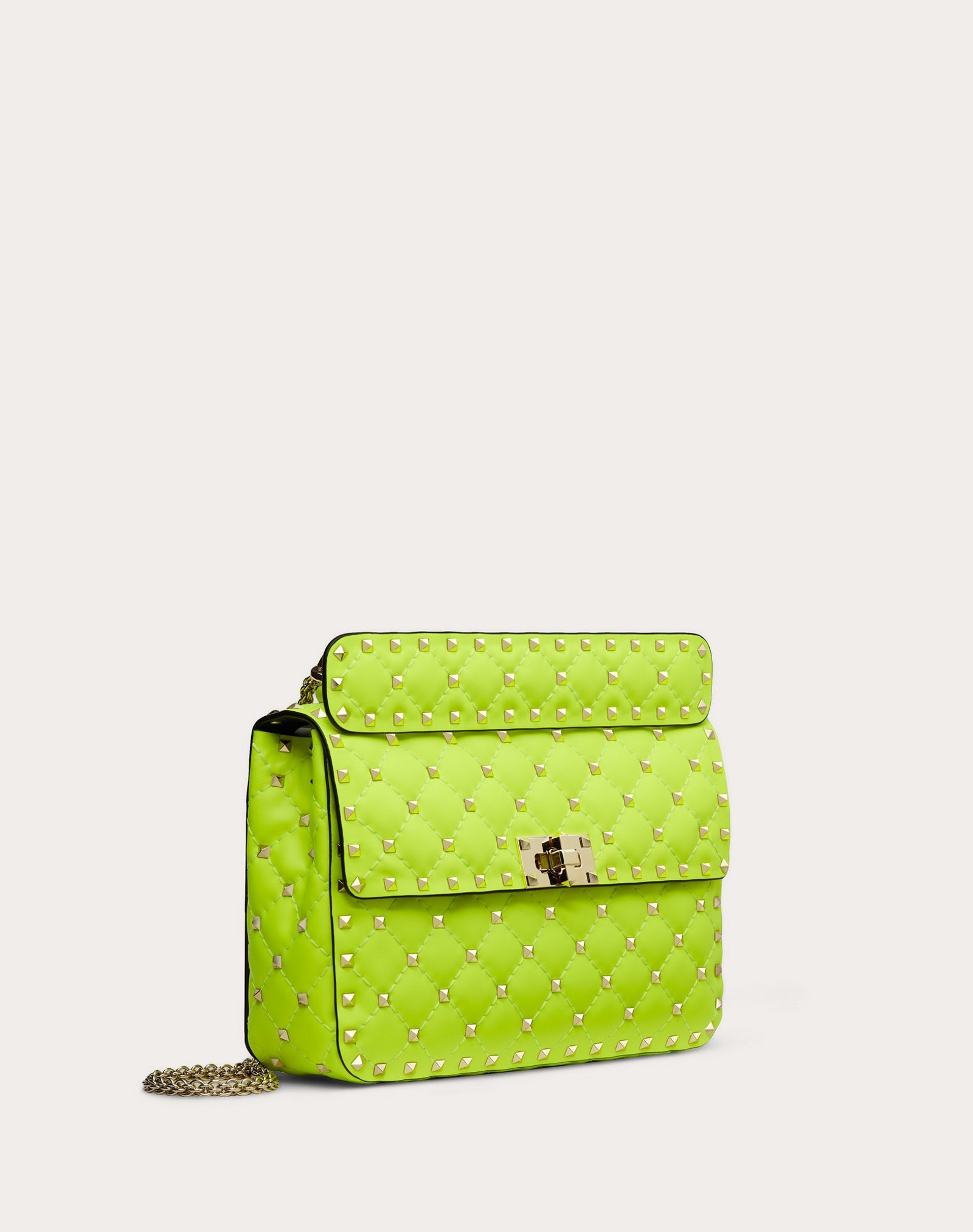 Medium Rockstud Spike fluo calfskin leather bag - 2