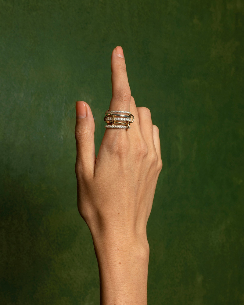 Spinelli Kilcollin Leyla 18K Gold Sterling Silver and Diamond Linked Rings outlook