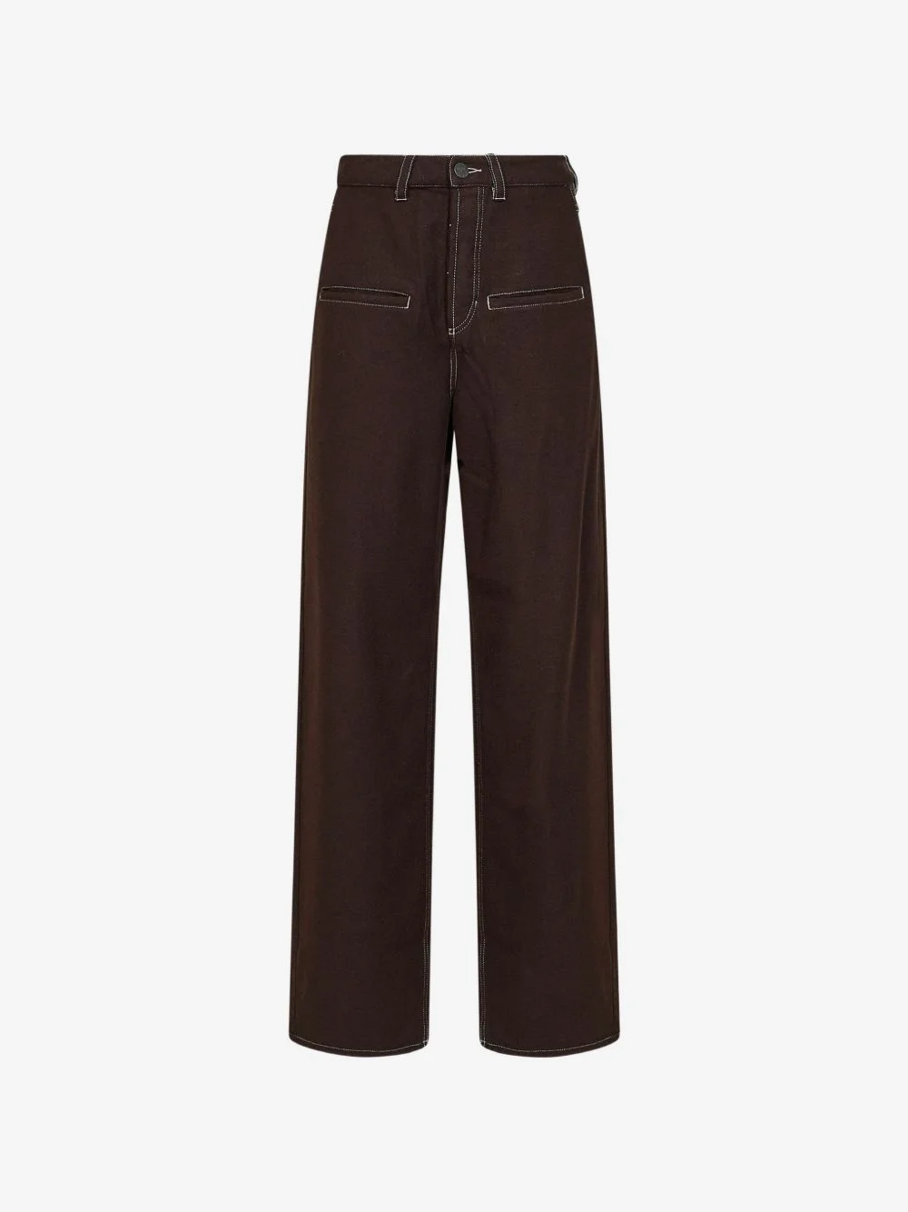 contrast-stitch wide-leg trousers - 1