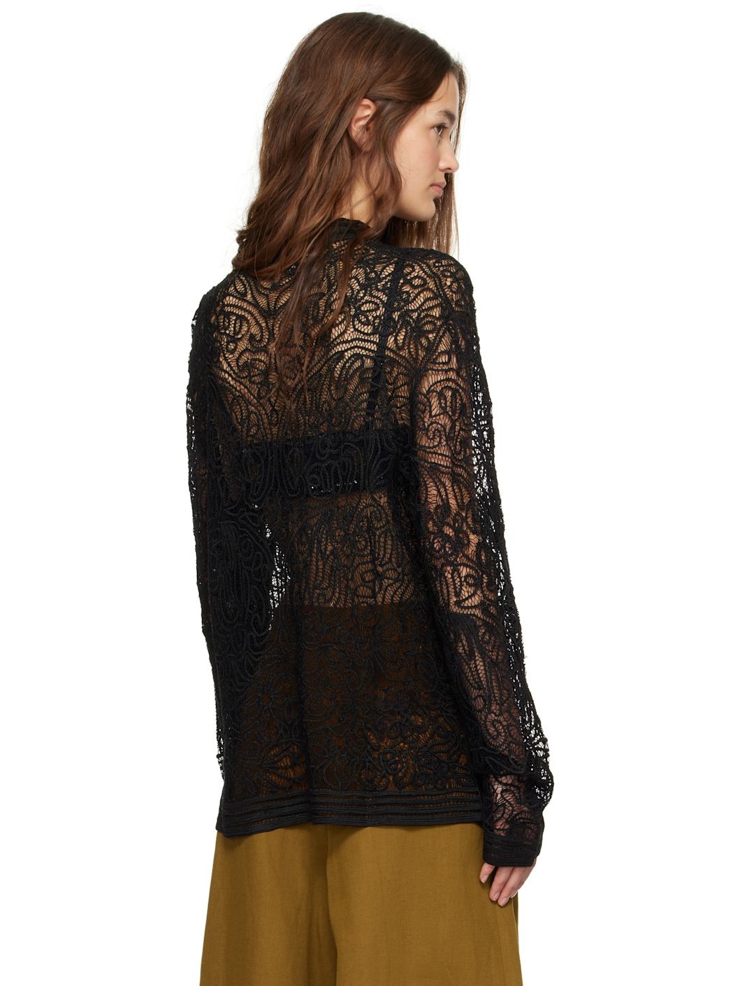 Black Blooming Threadwork Shirt - 3