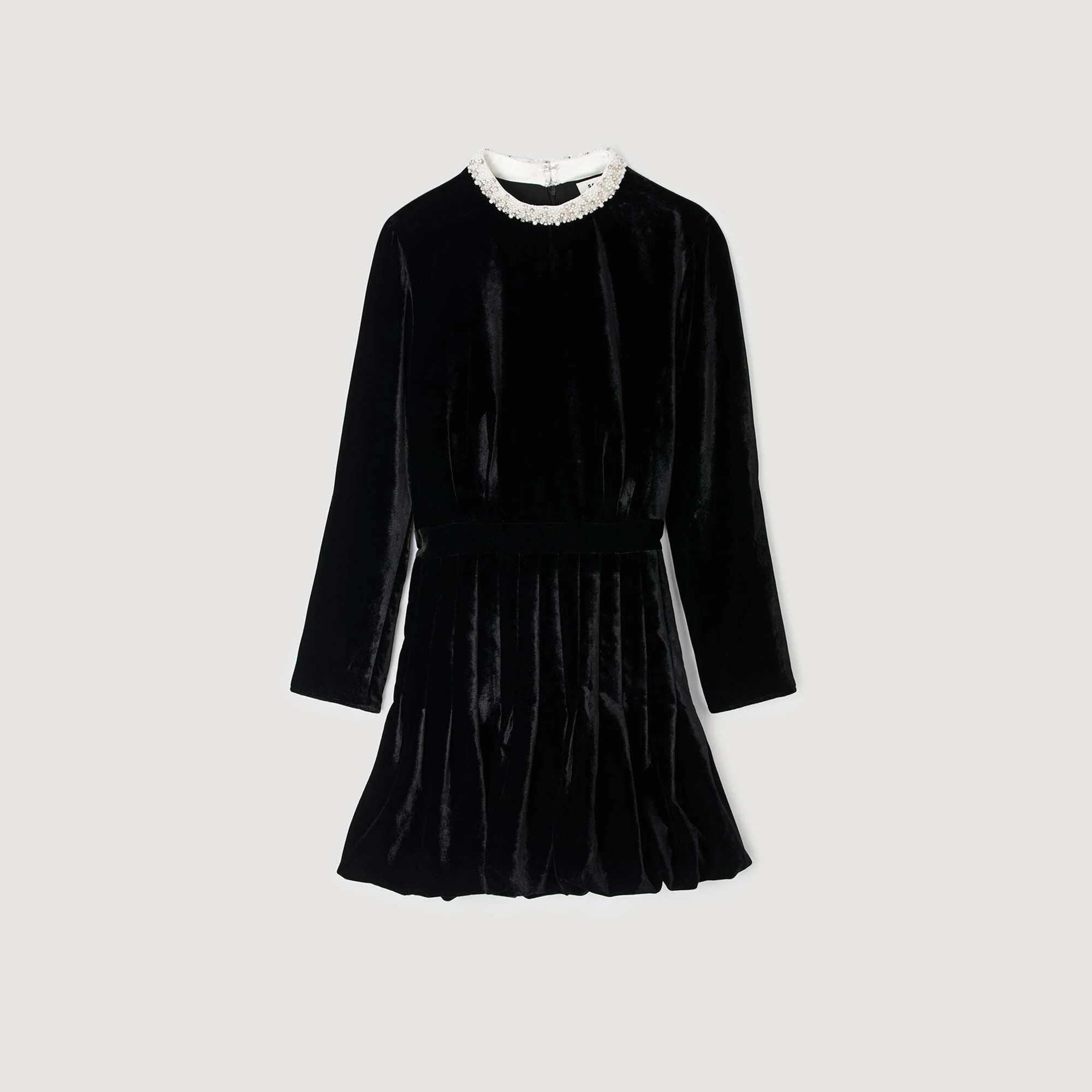 BEADED VELVET MINI DRESS - 1