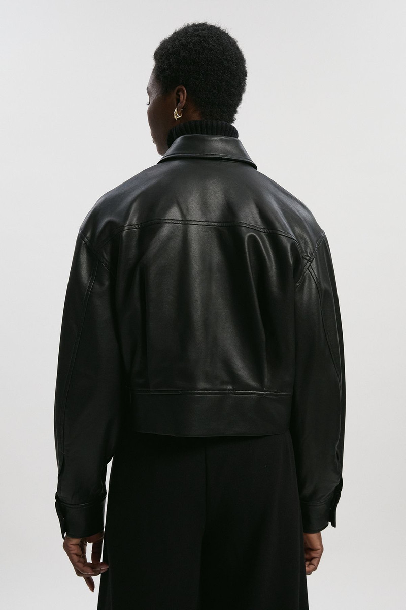 Faux Leather Tailored Bomber Jacket 5