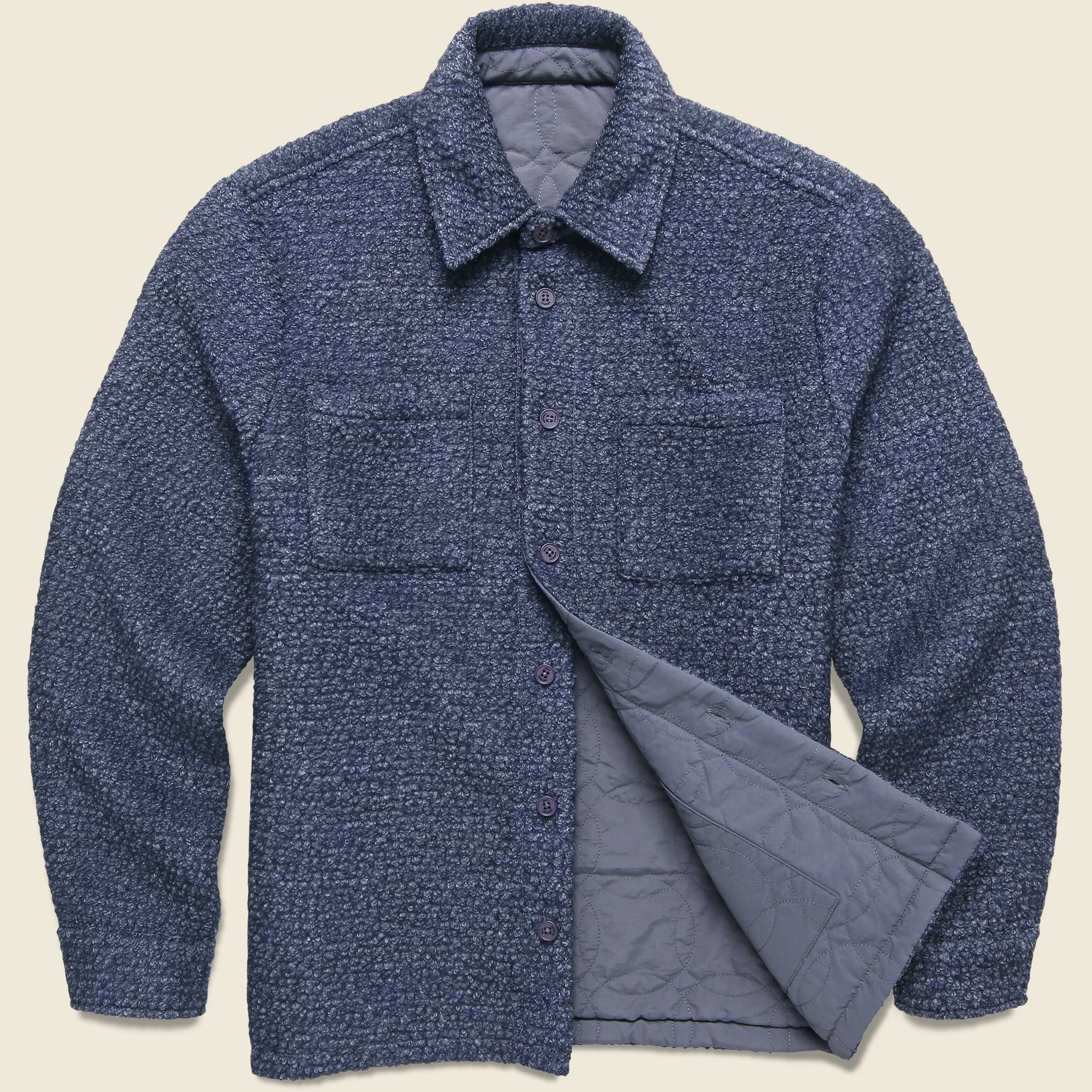 Mount Reversible Overshirt - Bobble Wool Grey Blue - 1