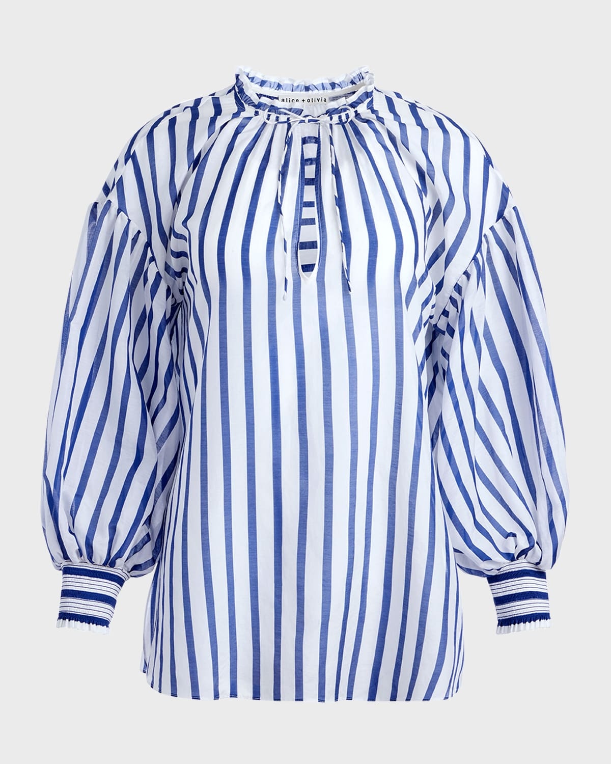 Alice Olivia Julius Voluminous Striped Voile Blouse