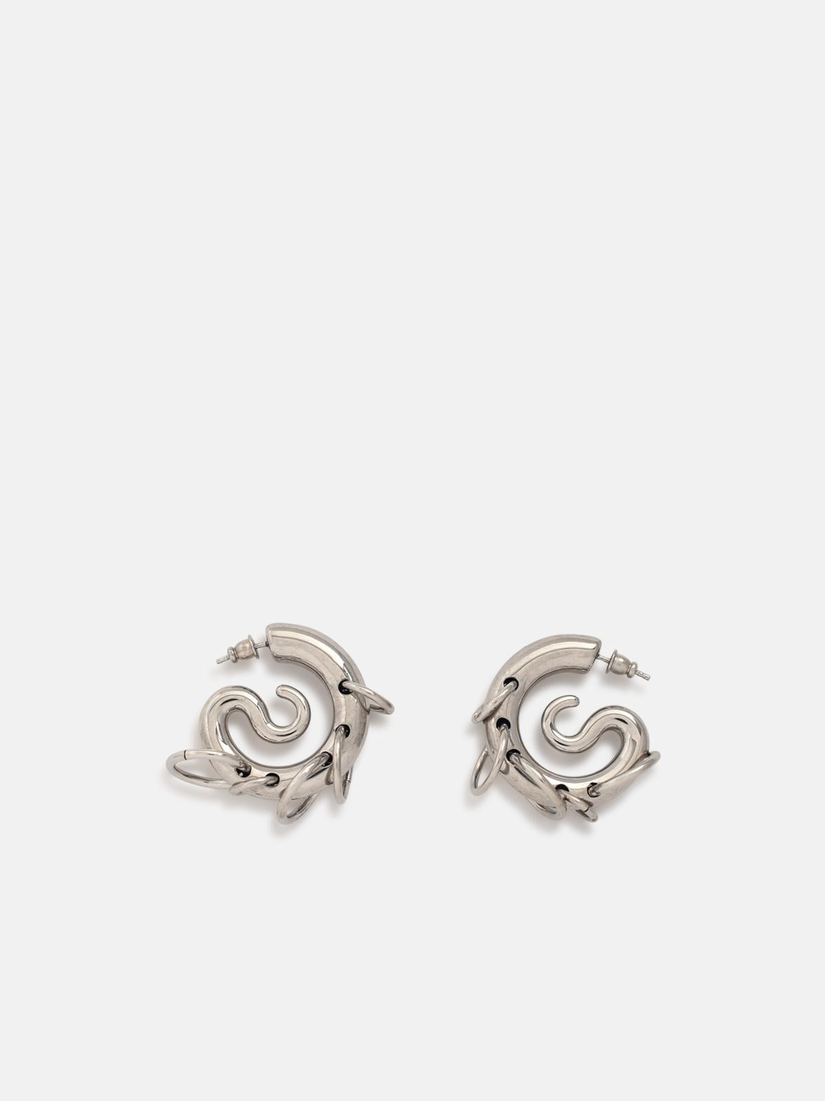 PIERCED HOOPS' SILVER BRASS EARRINGS - 3
