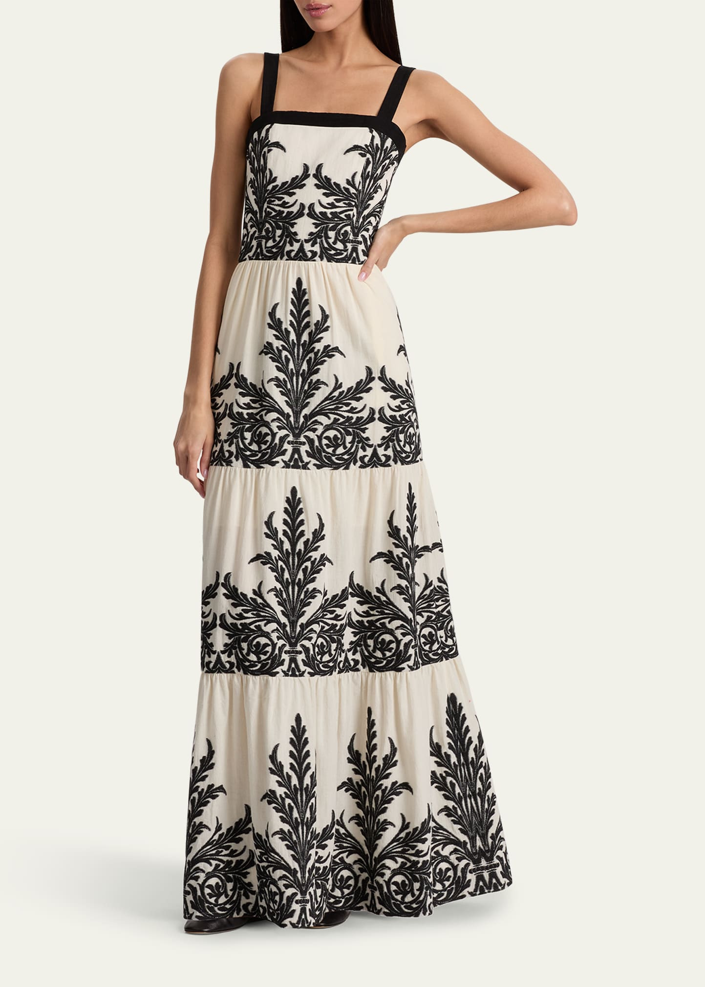 Saige Embroidered Tiered Maxi Dress - 2