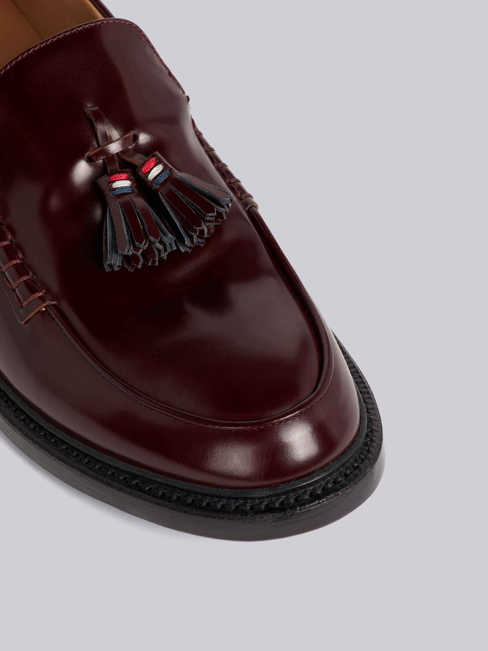 Burgundy Calf Leather Tassel Loafer - 2