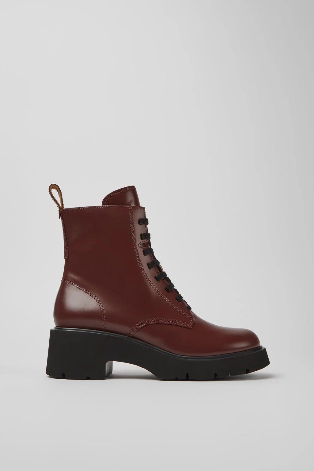 Milah Burgundy lace-up boots for women - 1