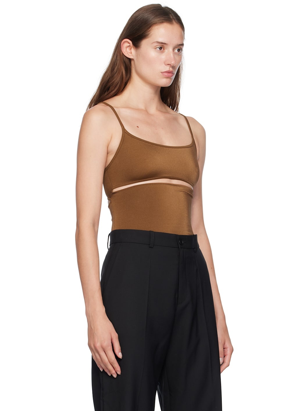 Brown Cut Out Bodysuit - 2