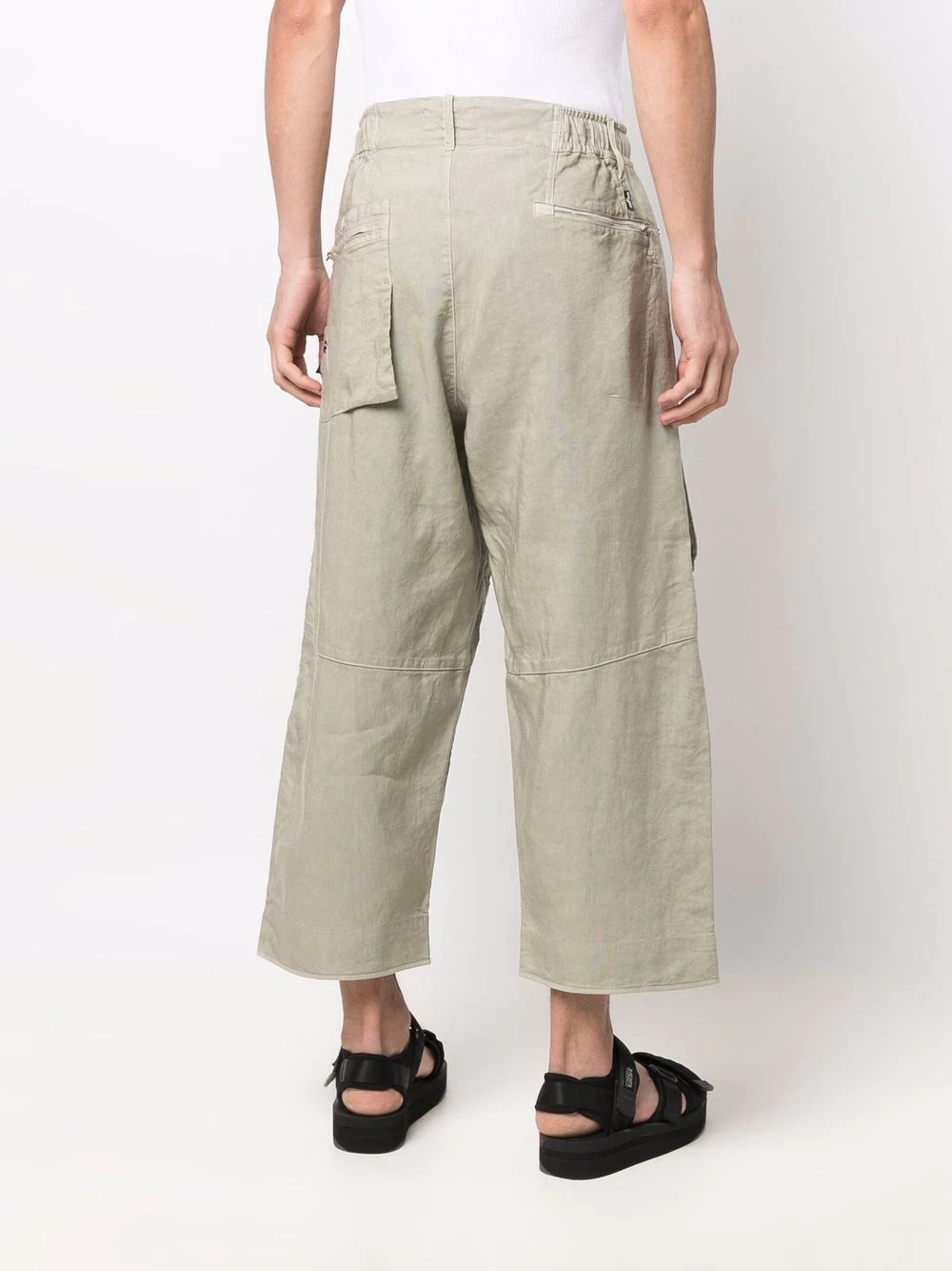 cropped drawstring-waist trousers - 4