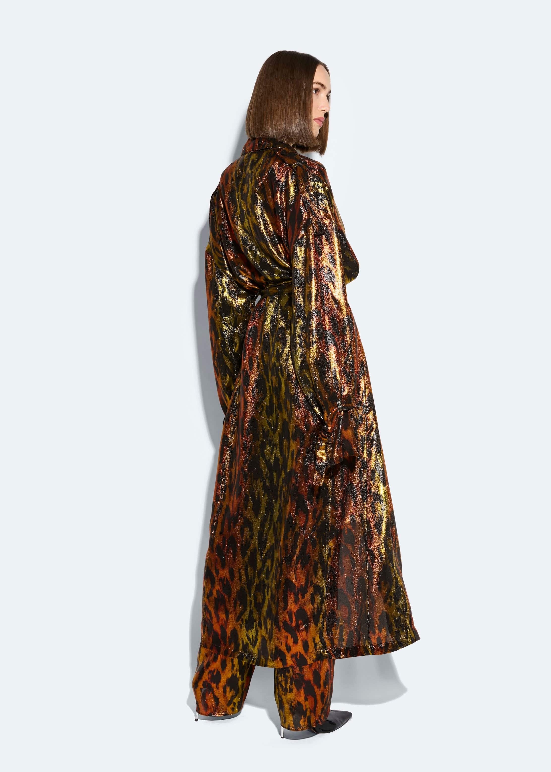 Lurex Leopard Trench Coat - 4