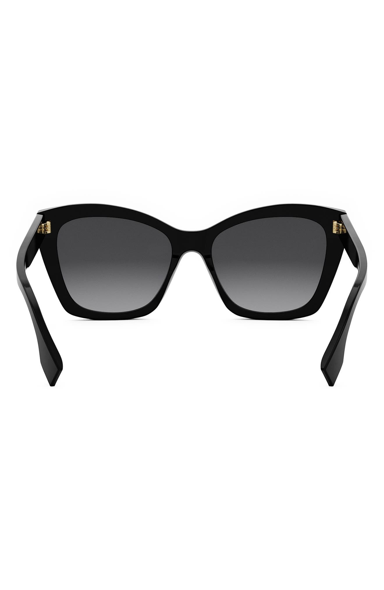 'Fendi Lettering 55mm Gradient Square Sunglasses in Shiny Black /Gradient Smoke at Nordstrom - 3