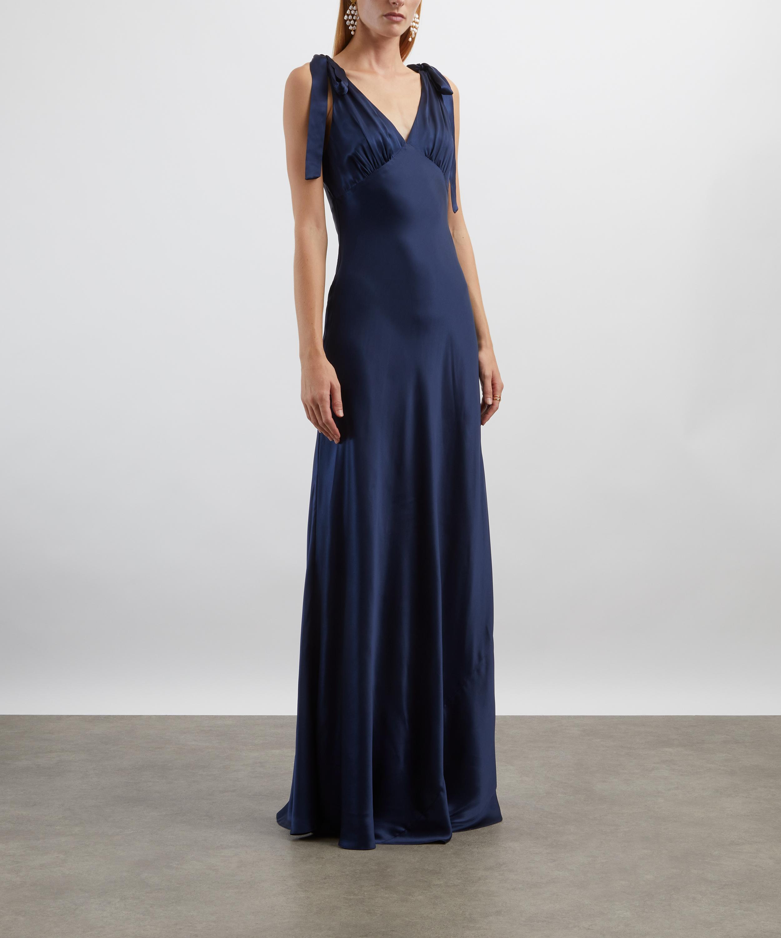 Pernille Navy Silk Maxi Dress - 3