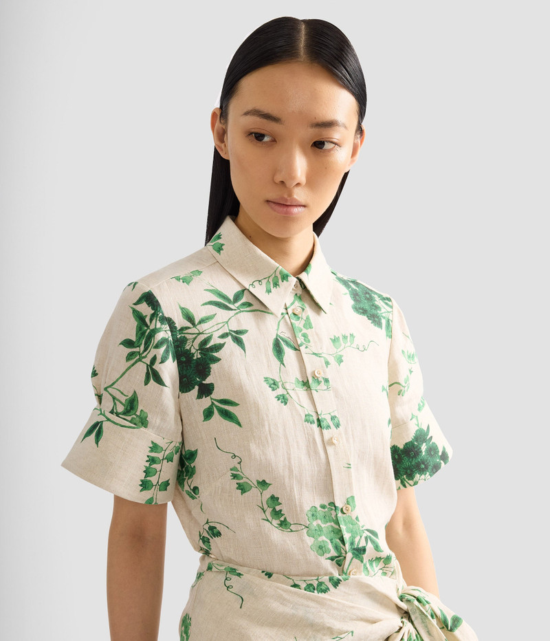 FLORAL PRINT LINEN SHORT SLEEVE SHIRT 5