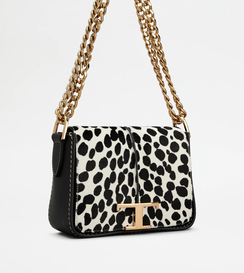 Tod's TIMELESS CROSSBODY BAG IN PONYSKIN-EFFECT LEATHER MINI - WHITE, BLACK outlook