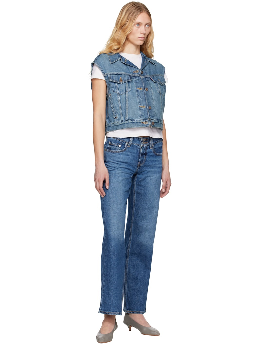 Blue Shrunken '90s Linen+ Lightweight Denim Vest - 4