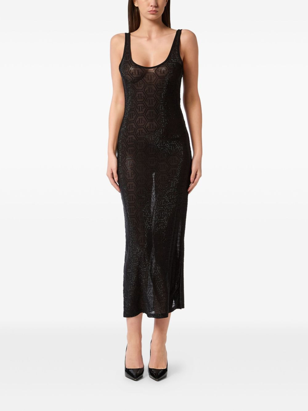 Tulle Monogram Strass midi dress - 2