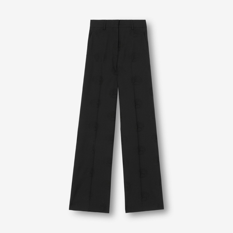 한국어 모직 코튼 자카드 와이드leg Trousers - 1