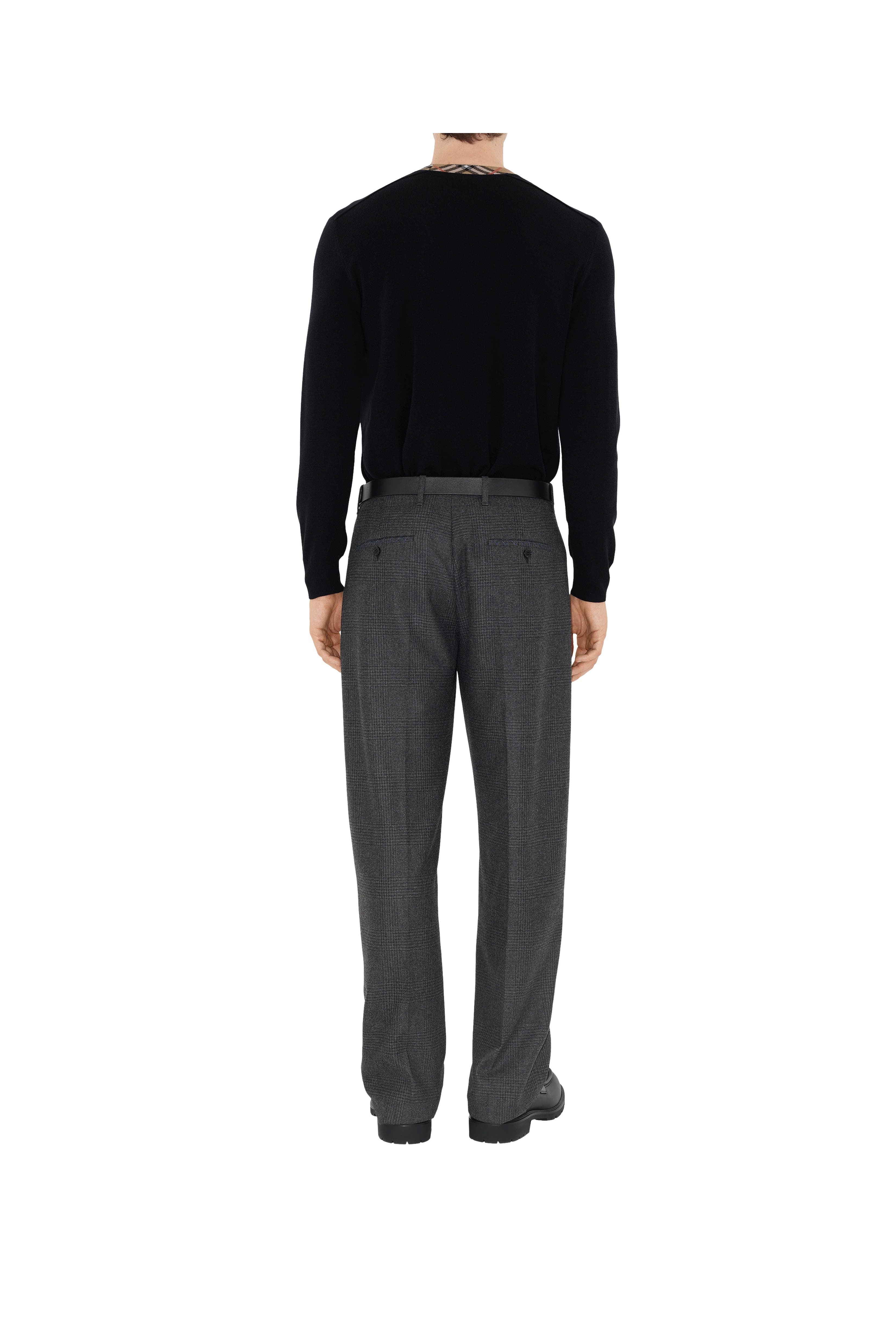 burberry Check Trim Wool Sweater in Navy at Nordstrom - 5