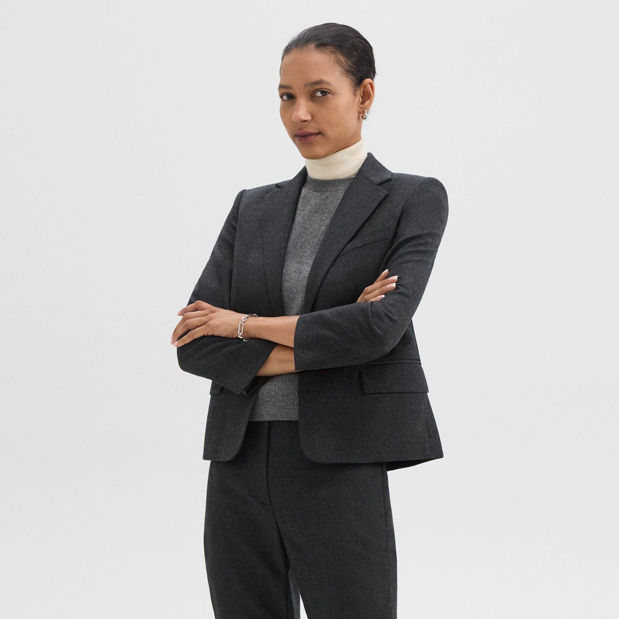 Single-Button Blazer in Sleek Flannel - 3