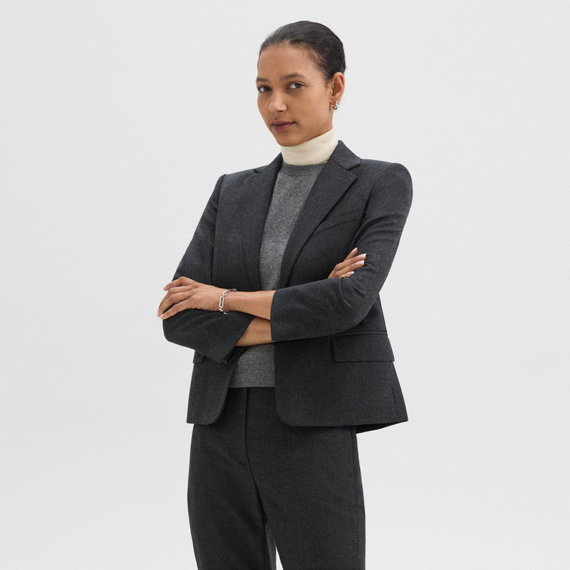 Single-Button Blazer in Sleek Flannel 3