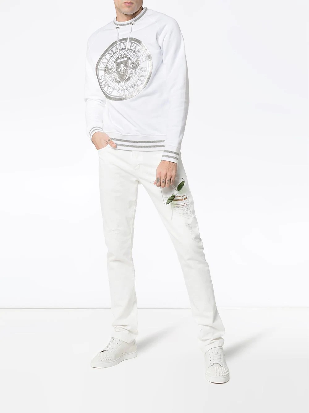 white Coin logo print jumper - 2