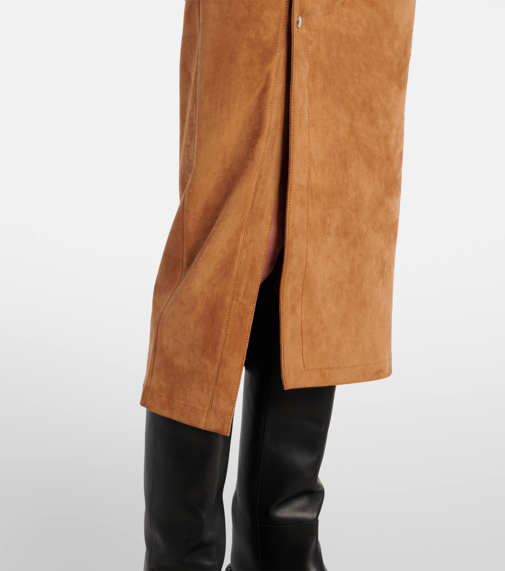 Ruched suede midi skirt - 5