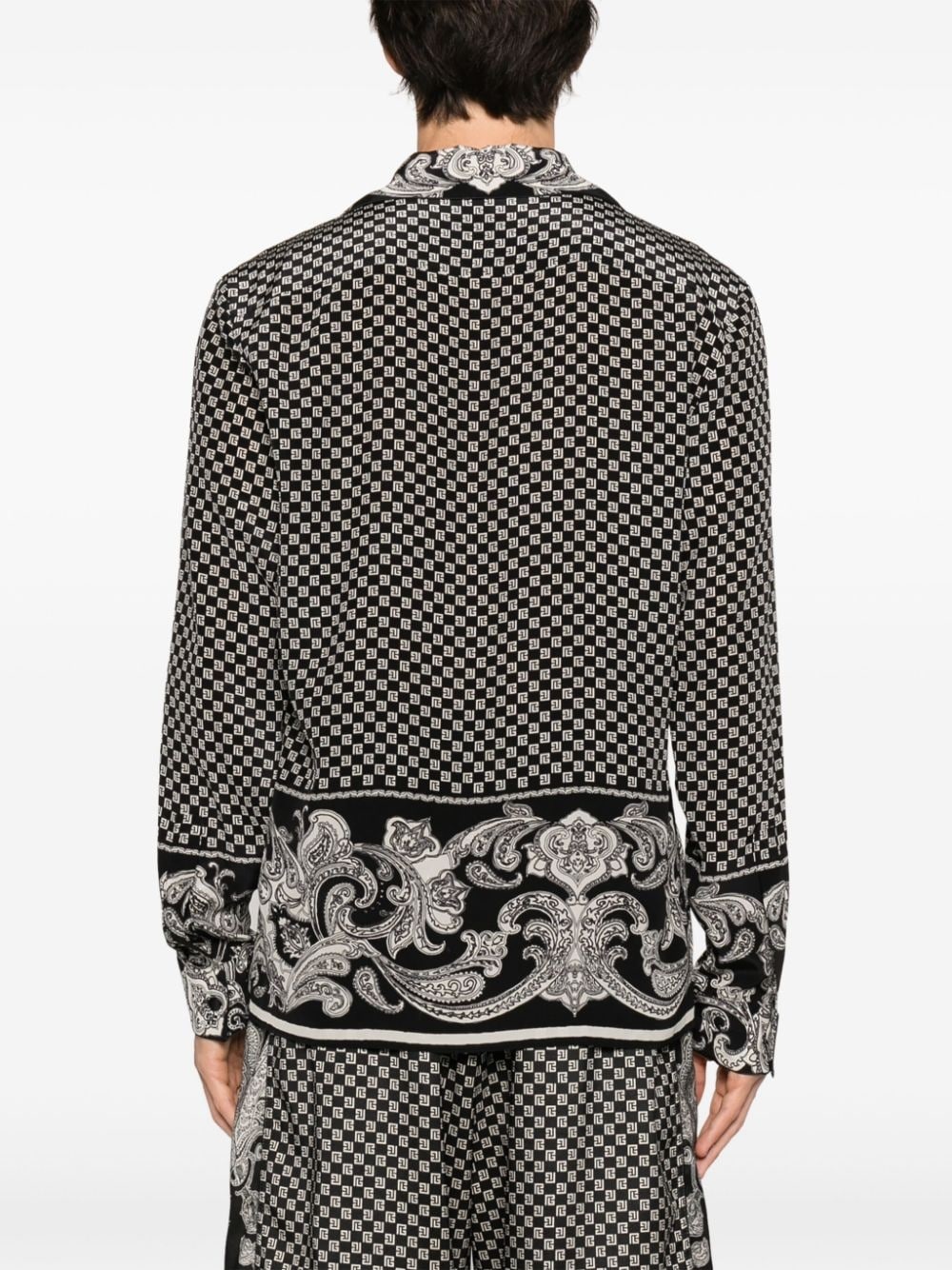 monogram-print silk shirt - 4