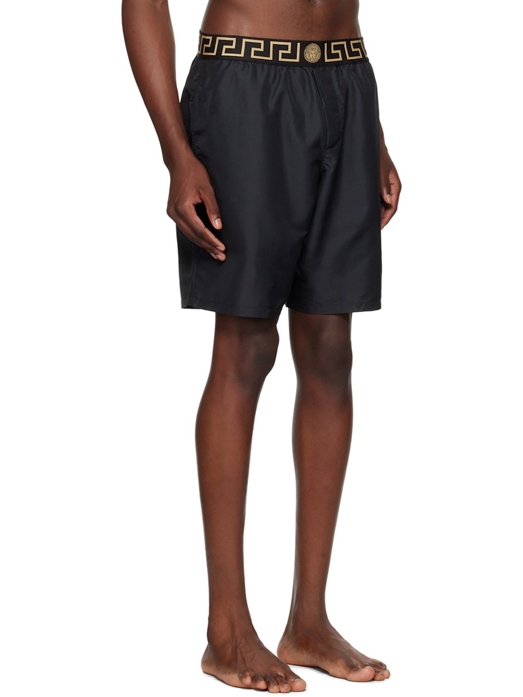 Black Greca Border Swim Shorts - 2