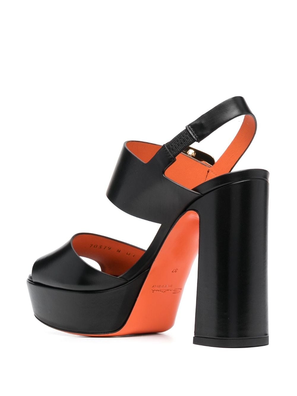 logo-buckle block-heel sandals - 3