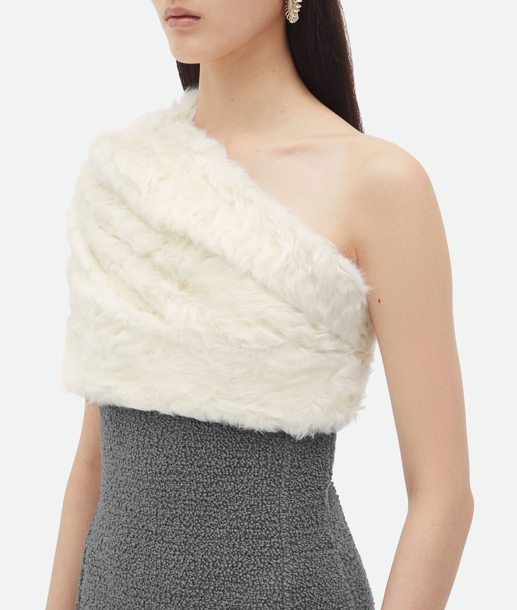 Textured Wool Mini Dress With Shearling Detail - 5