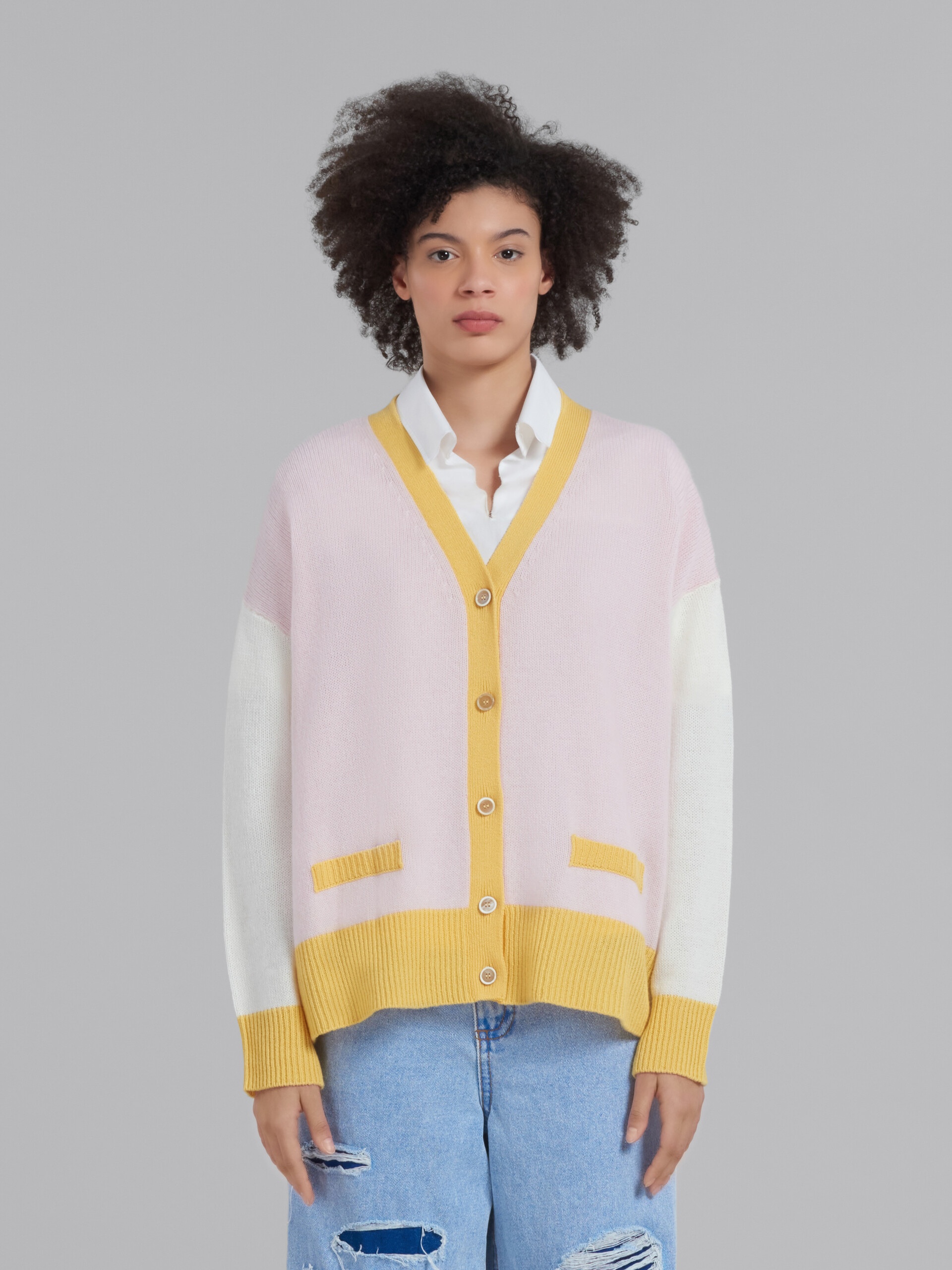 COLOUR BLOCK CASHMERE CARDIGAN - 2