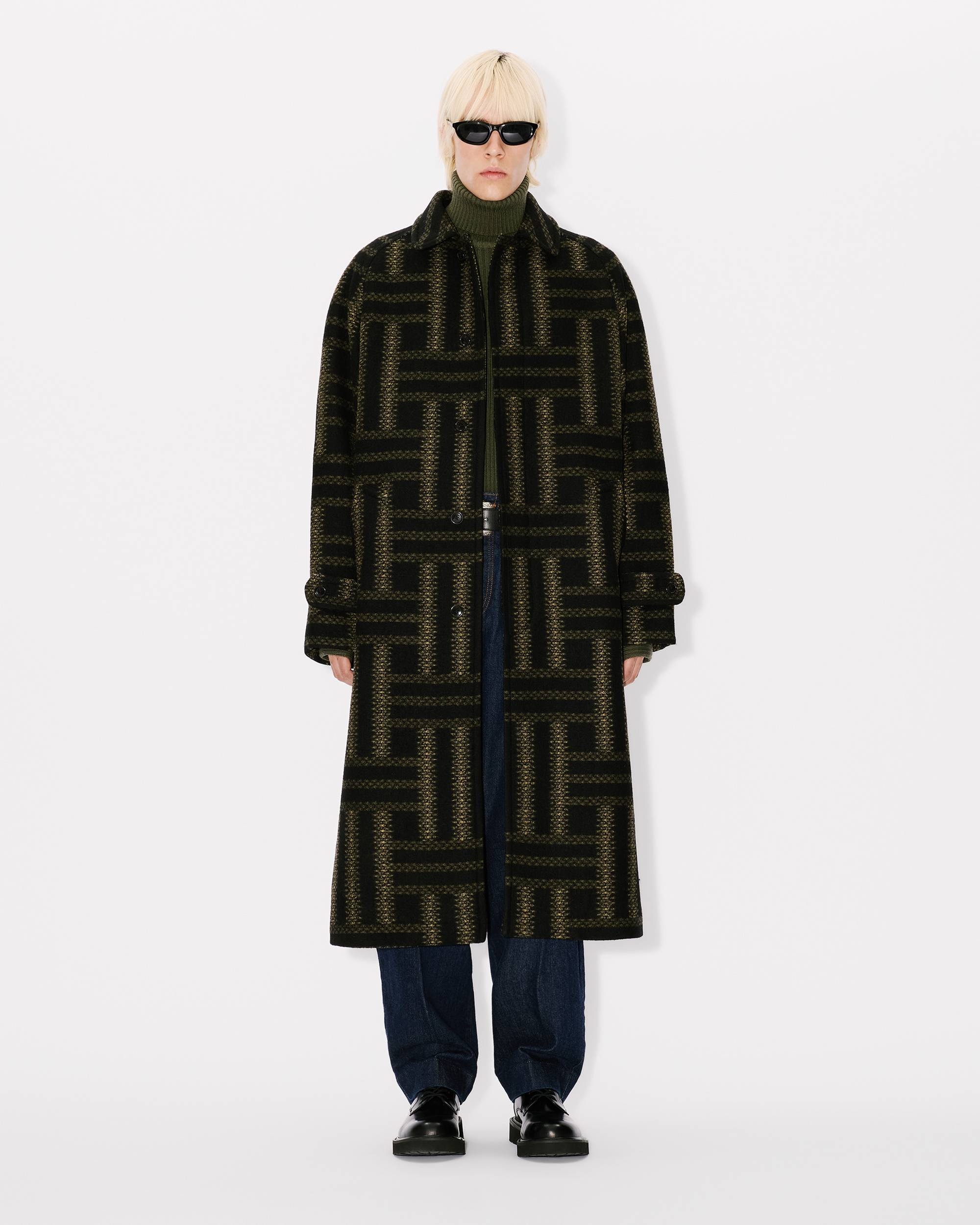 'KENZO Weave' wool overcoat - 3
