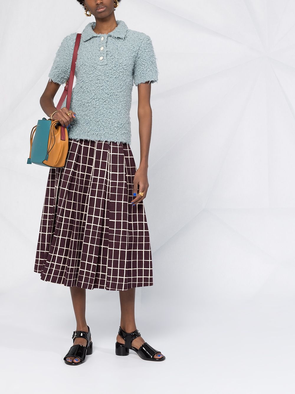 checked A-line midi skirt - 2