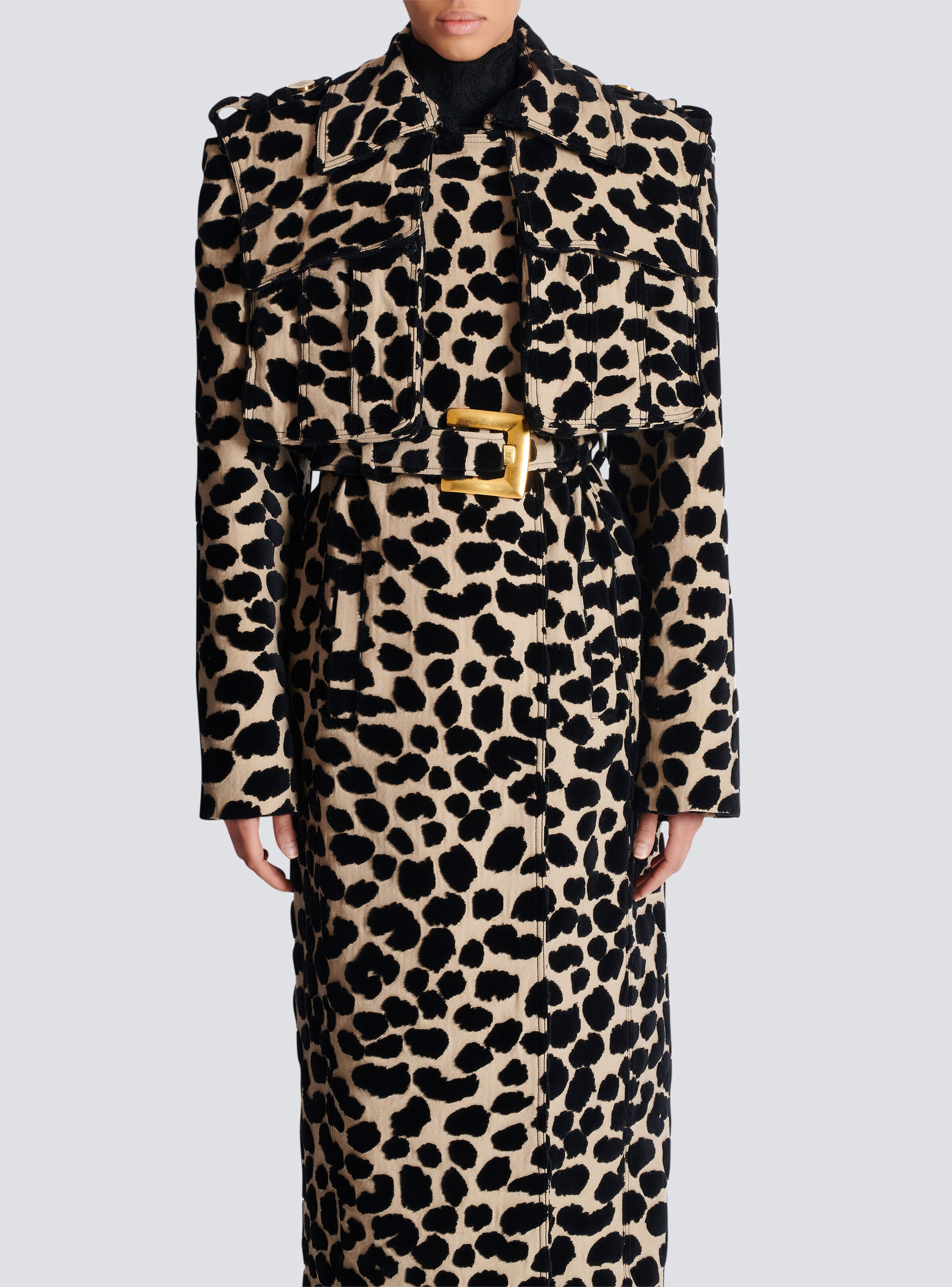 Leopard print jacquard belted trench - 5