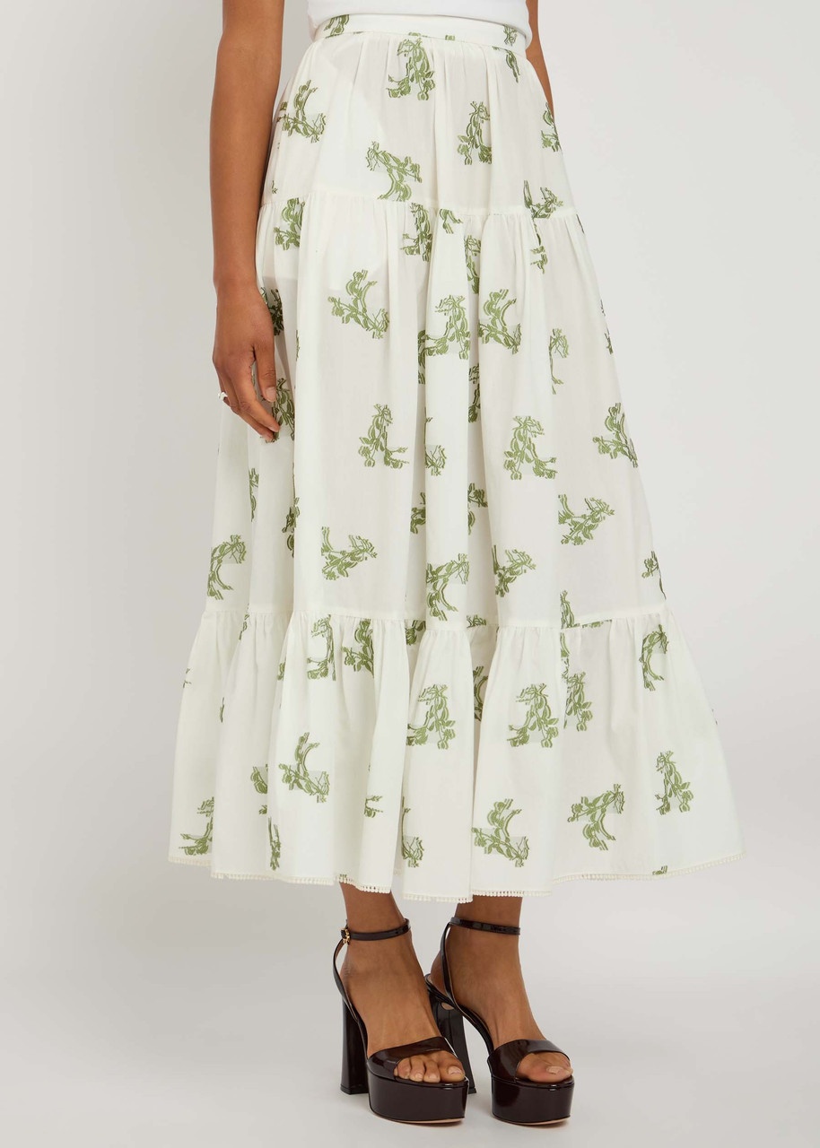 Erdem Embroidered Tiered Cotton-blend Midi Skirt - 2