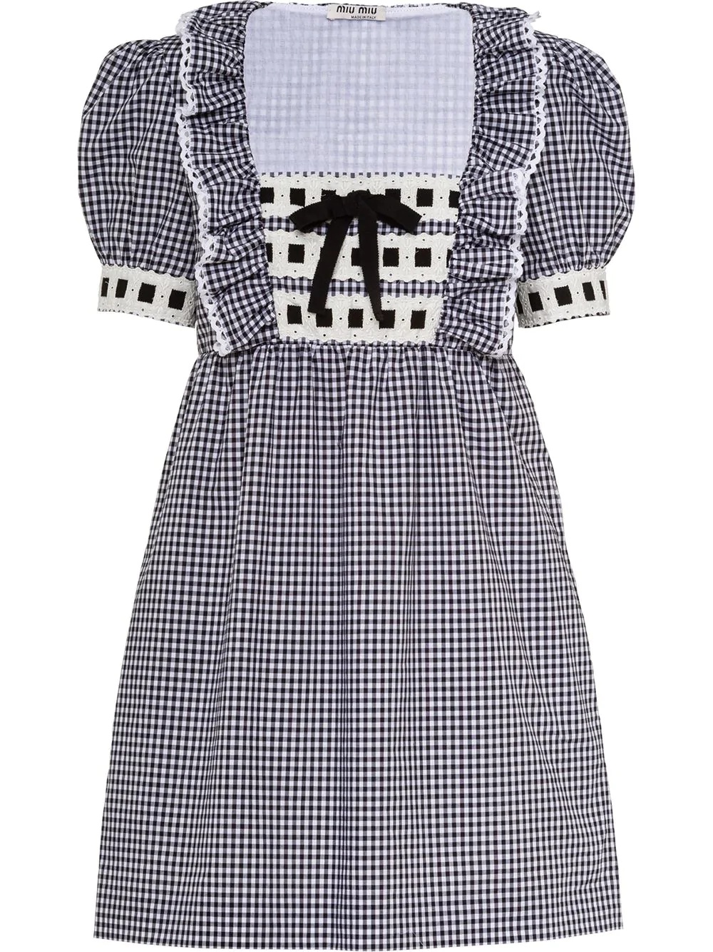 embroidered gingham dress - 1