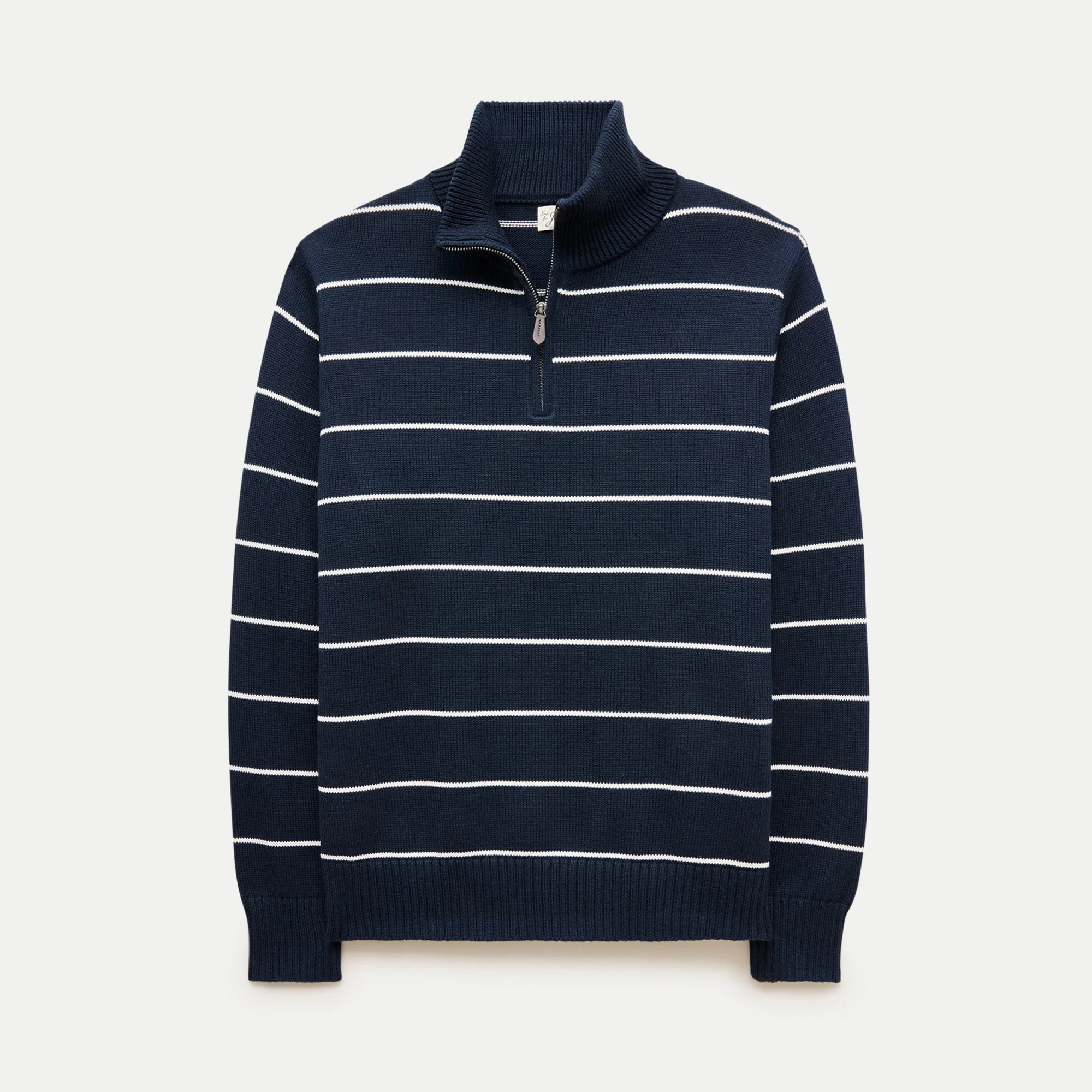 Heritage cotton quarter-zip sweater in stripe - 1