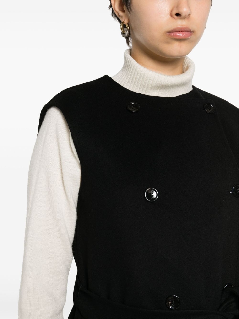 double-breasted sleeveless coat - 5