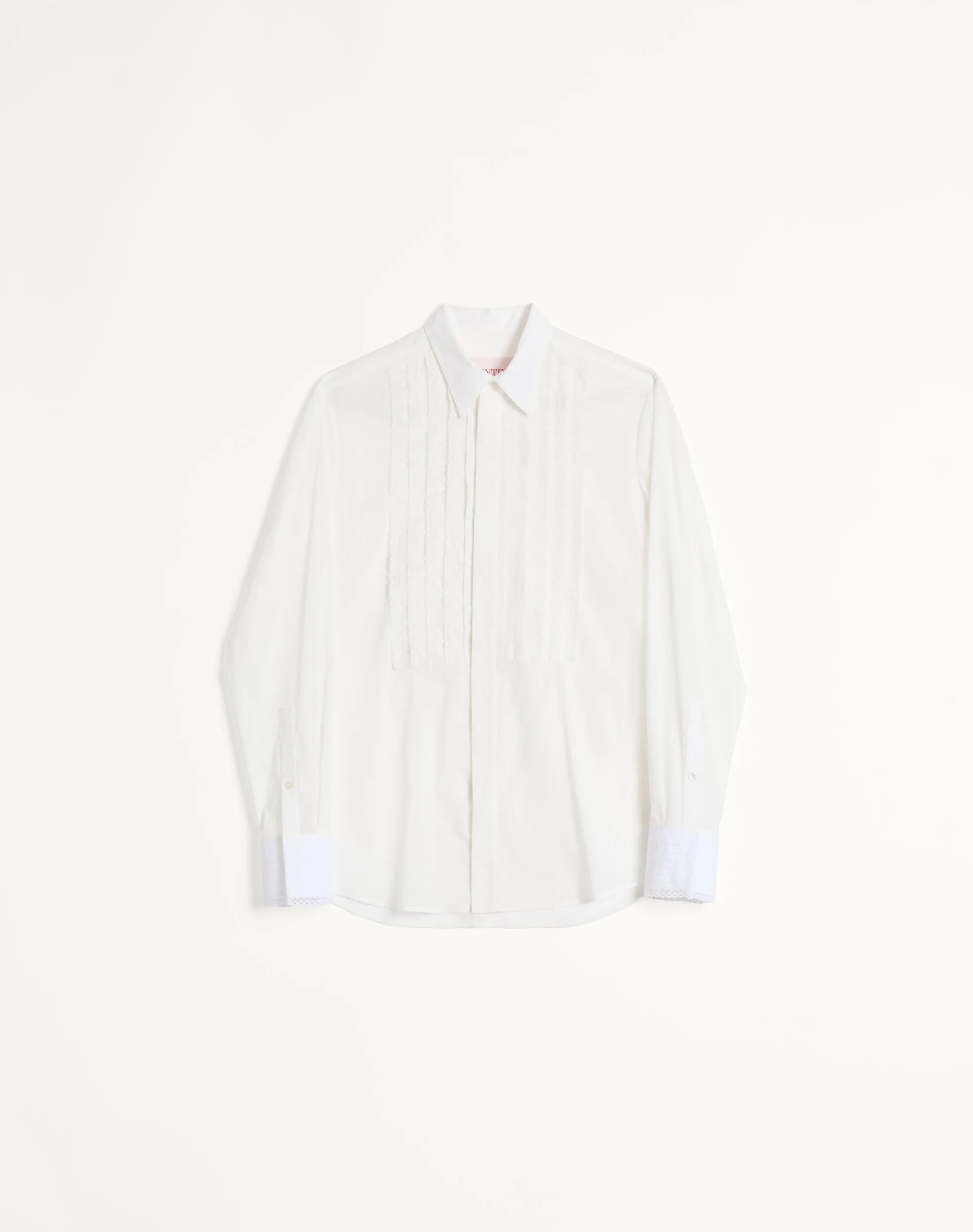 COTTON MUSLIN SHIRT WITH PLASTRON AND LACE DETAILS - 1