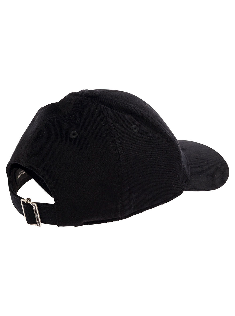 Saint Laurent Men Black Baseball Cap With Embossed Logo In Corduroy Man - 2