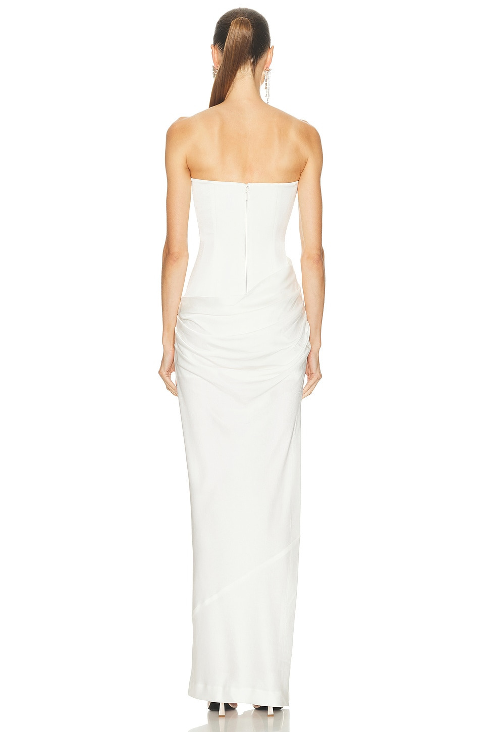 Strapless Longline Draped Column Gown - 4
