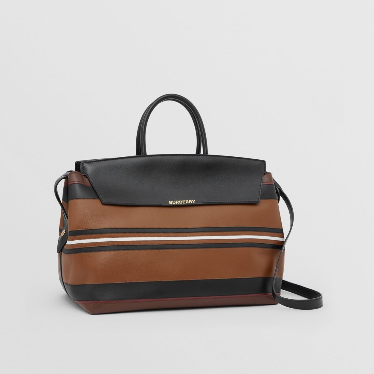 Stripe Detail Leather Large Catherine Bag - 6