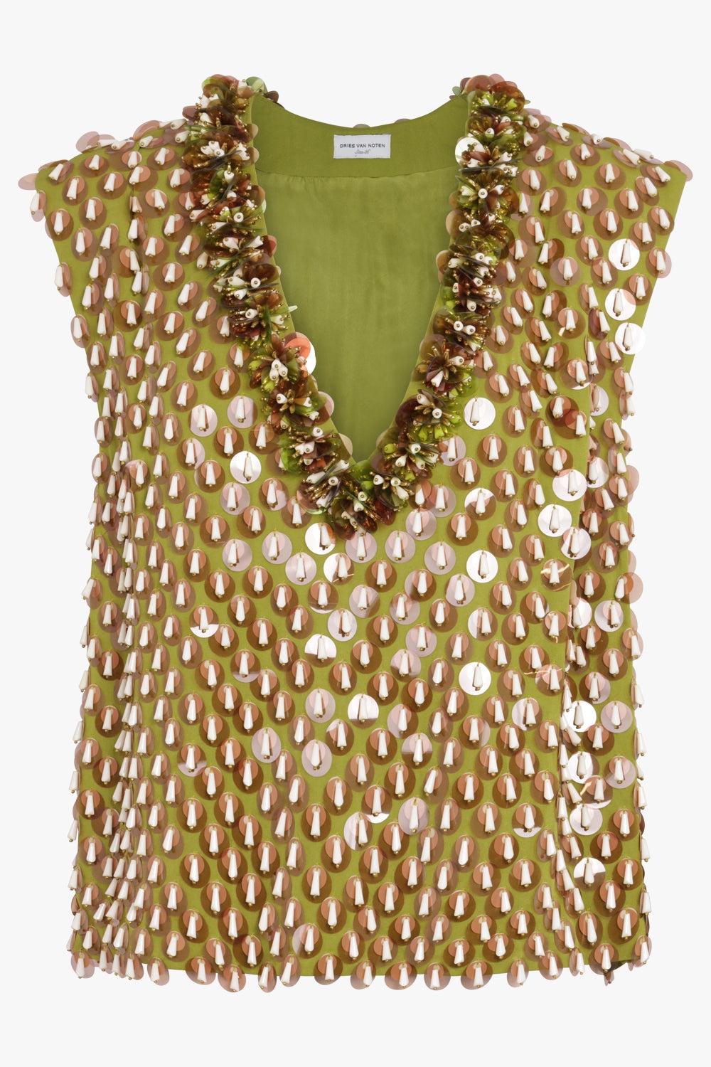 SEQUIN TEXTURED SLEEVELESS VEST | LIME - 1