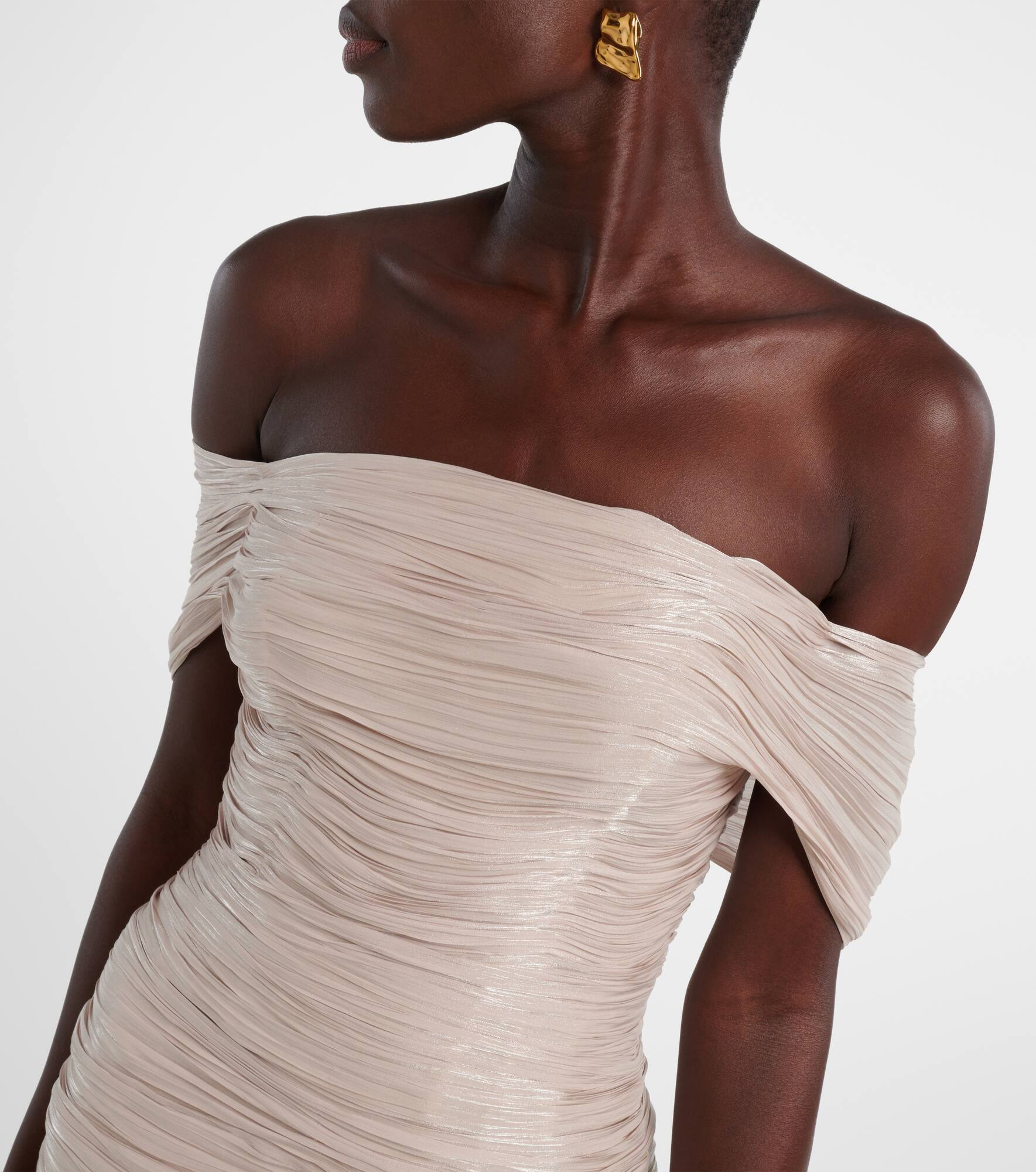 Off-shoulder pleated bustier gown - 4