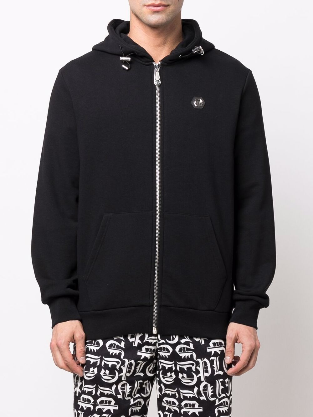 embellished skull logo-print zip hoodie - 3