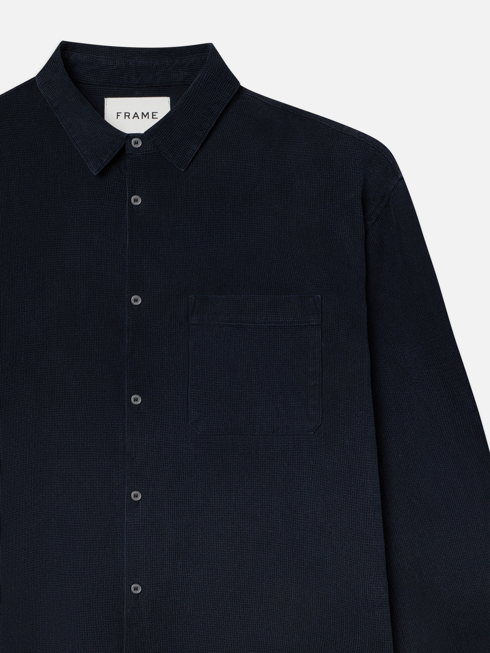 Waffle Textured Shirt in Dark Navy - 2